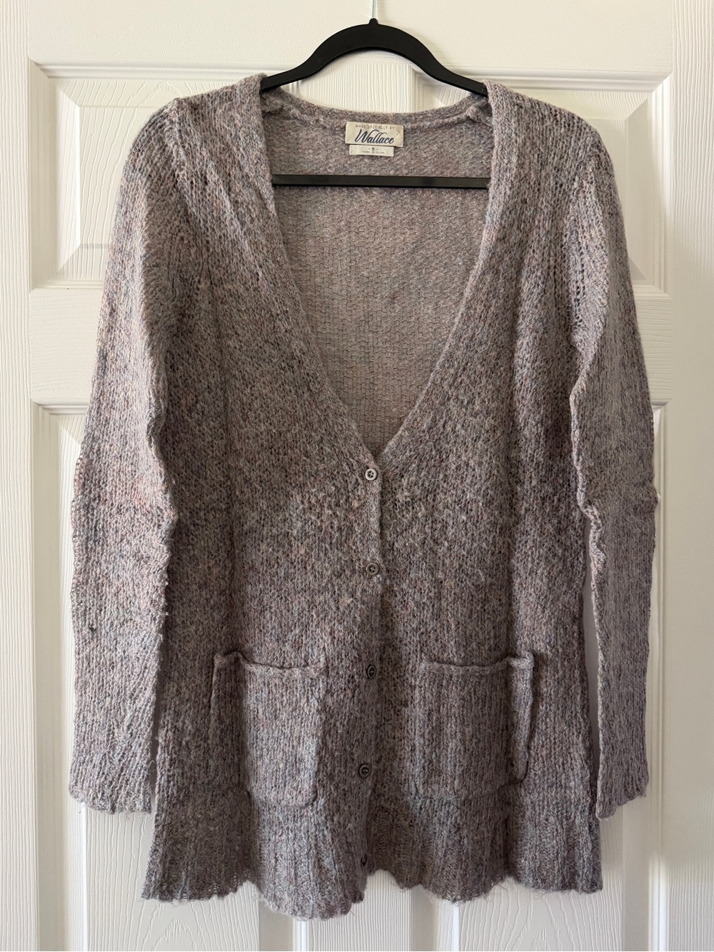 Wallace for Madewell Grey Cozy V-Neck Button-Front Cardigan Sweater